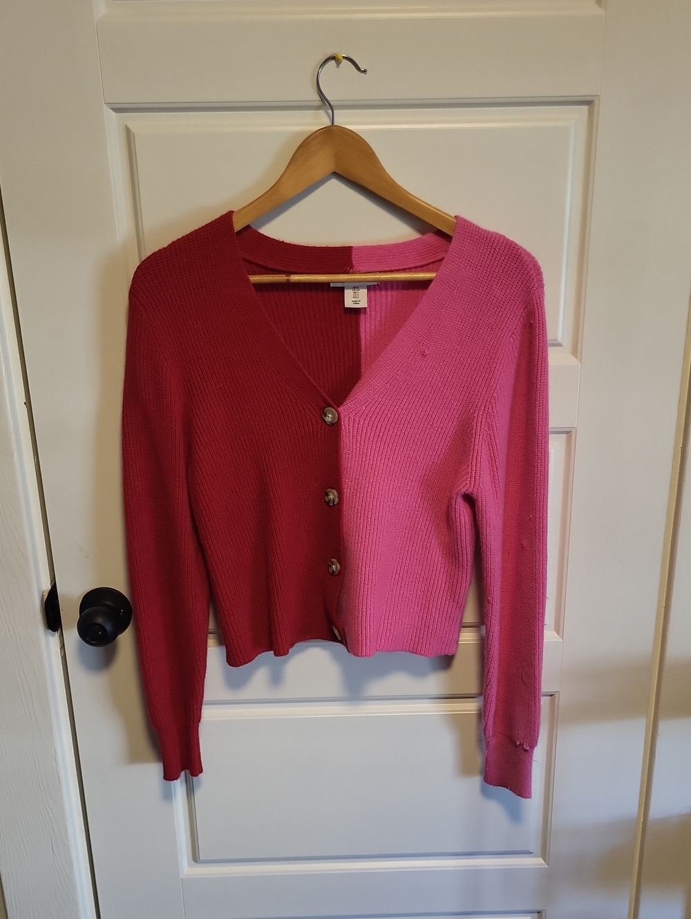 Sincerely Jules Two-Tone Pink Button Ribbed Cardigan
